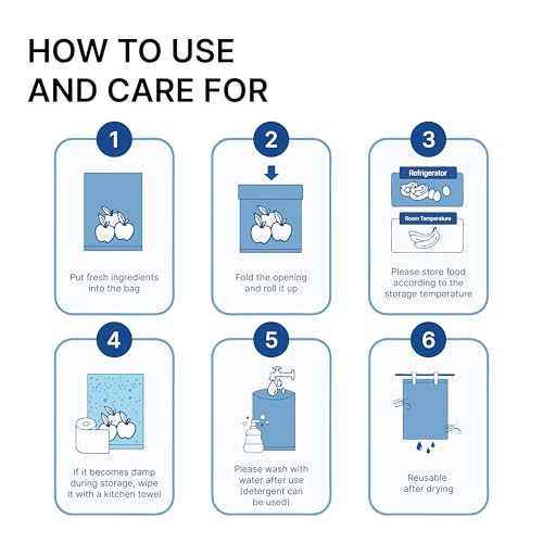 Reusable Produce Storage Bags Size S 8 x 10 Inches 0.5 Gallon With Zipper 20 pcs