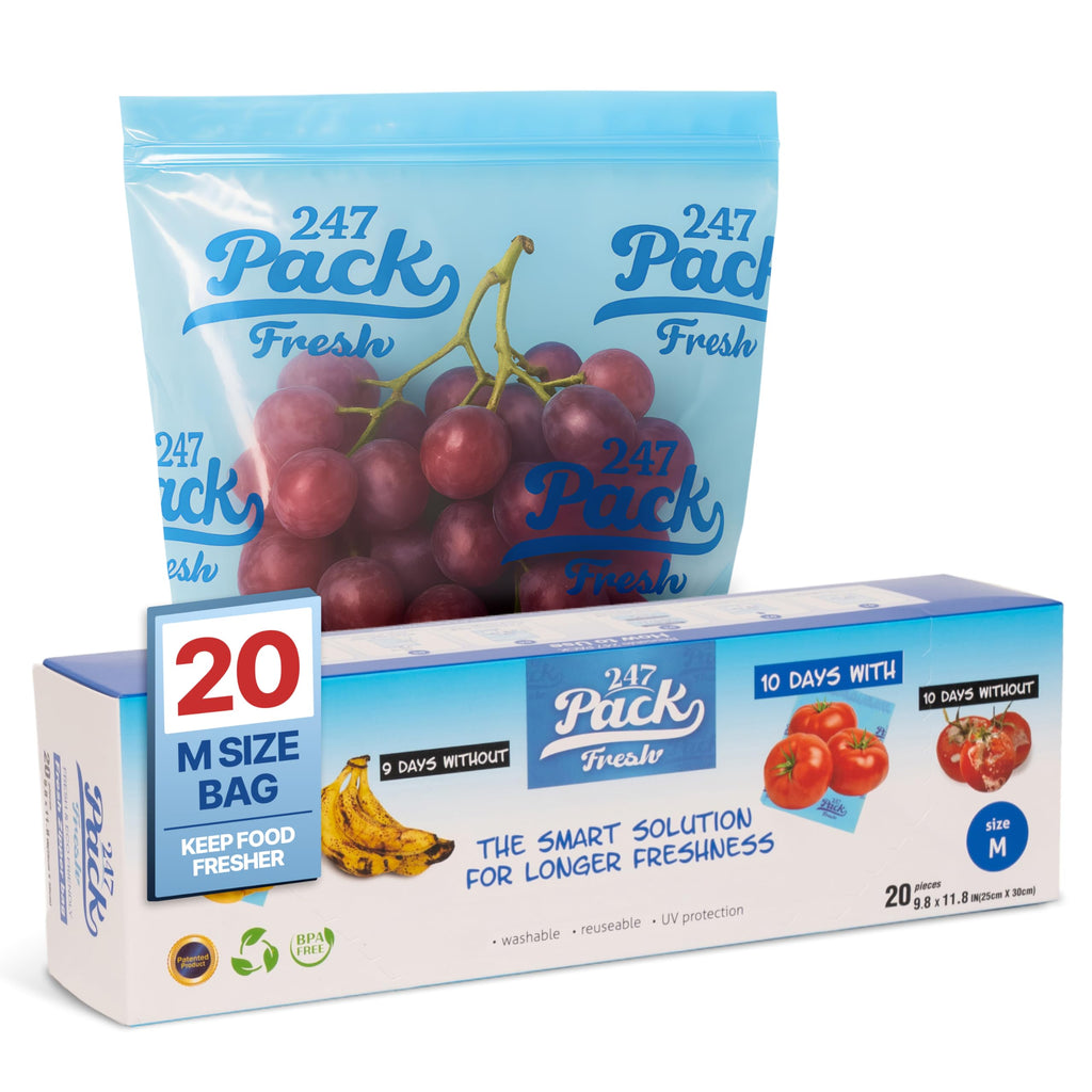 Reusable Storage Bags Size M 10 x 12 Inches 1 Gallon With Zipper 20 pcs