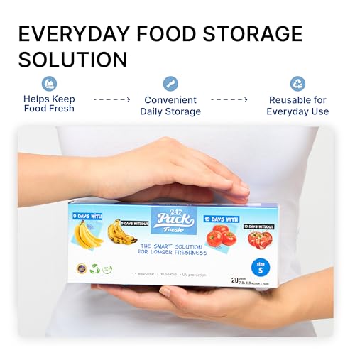 Reusable Produce Storage Bags Size S 8 x 10 Inches 0.5 Gallon With Zipper 20 pcs