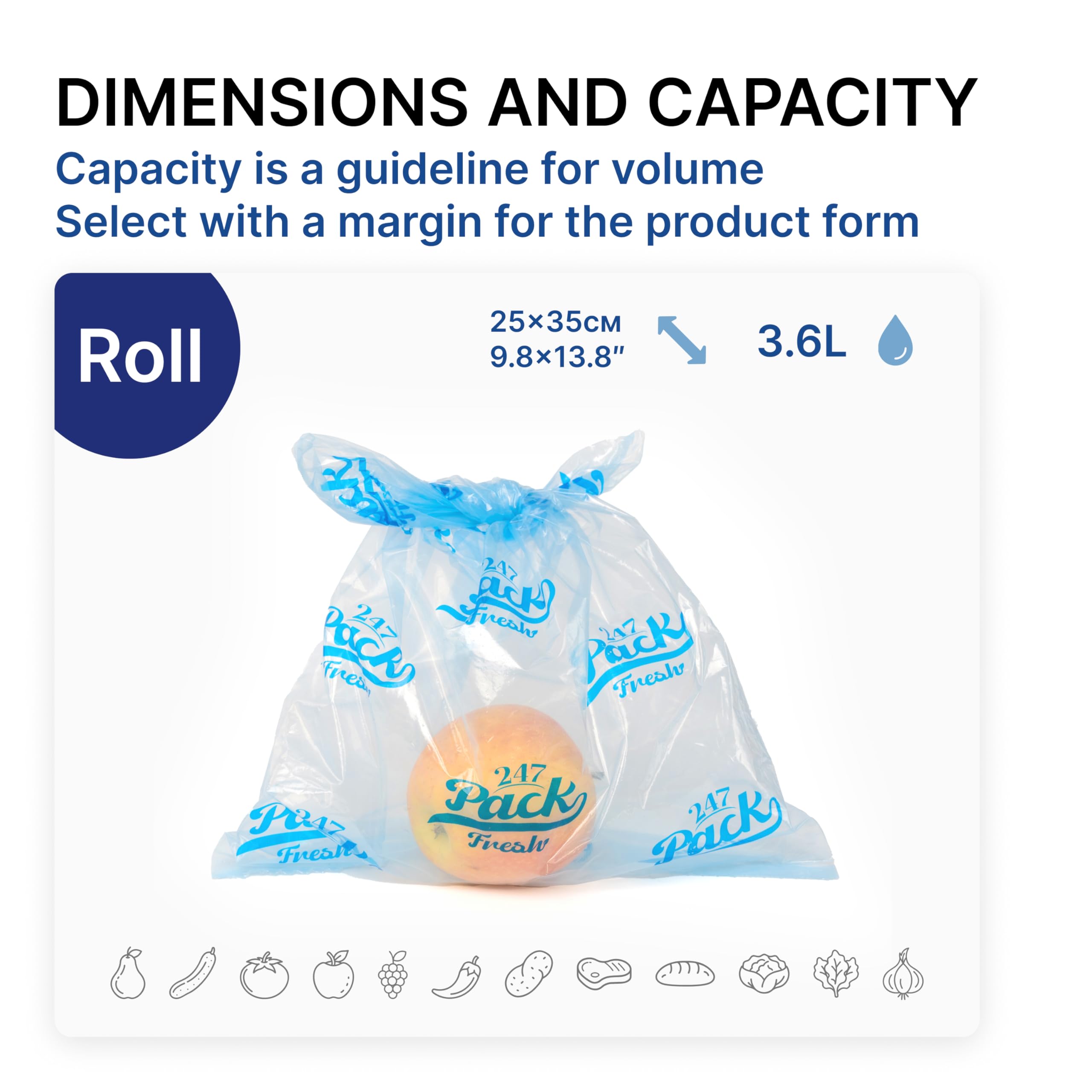 Freshpack 247 Produce Storage Bags Size L 12 x 14 Inches 1.5 Gallon Reusable Food Storage Bags With Zipper For Fruits Vegetables Meal Prep Lunch Pantry Use