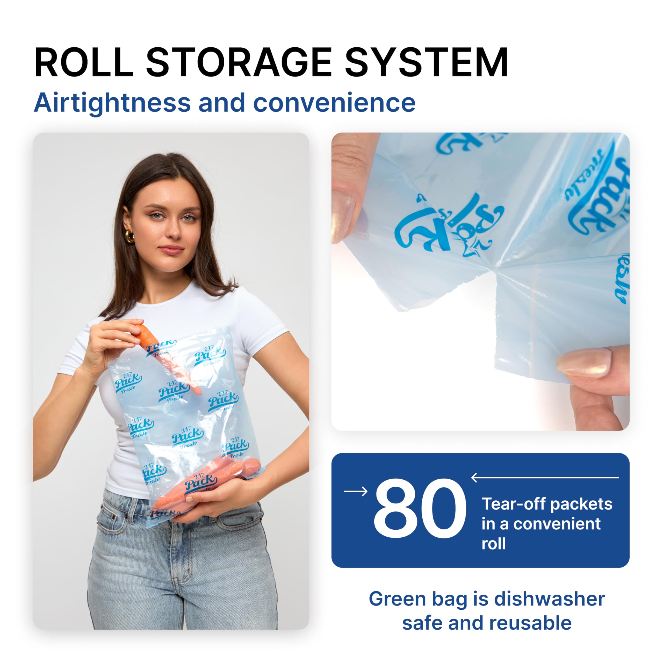 Freshpack 247 Produce Storage Bags Size L 12 x 14 Inches 1.5 Gallon Reusable Food Storage Bags With Zipper For Fruits Vegetables Meal Prep Lunch Pantry Use