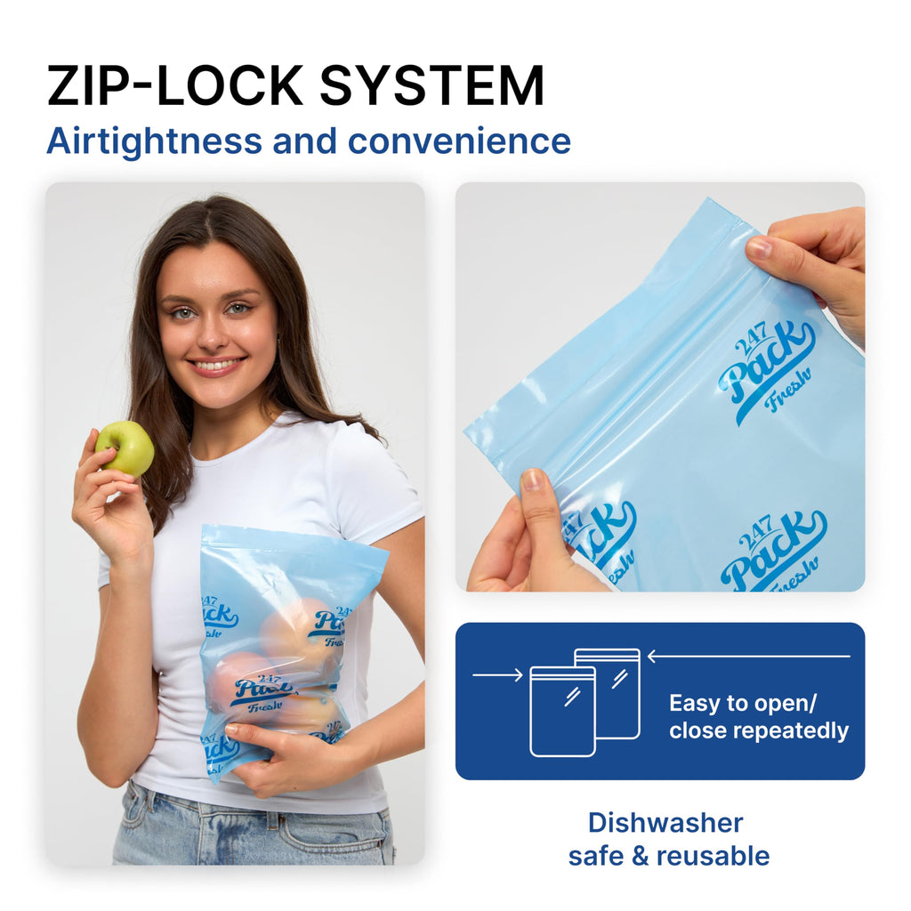 Reusable Storage Bags Size M 10 x 12 Inches 1 Gallon With Zipper 20 pcs